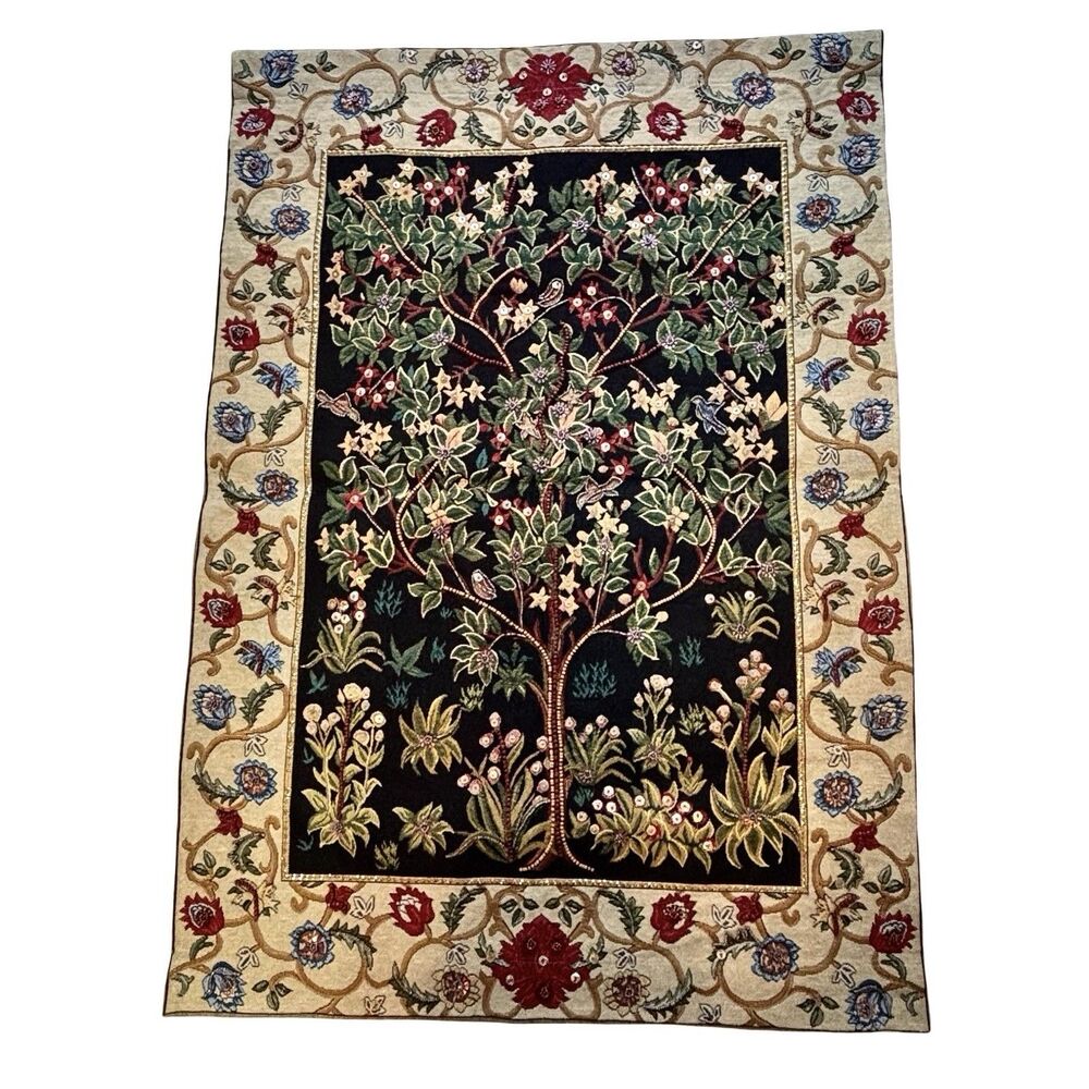 TREE OF LIFE Tapestry Wall Hanging Decor Rod Pockets 35”x 25”